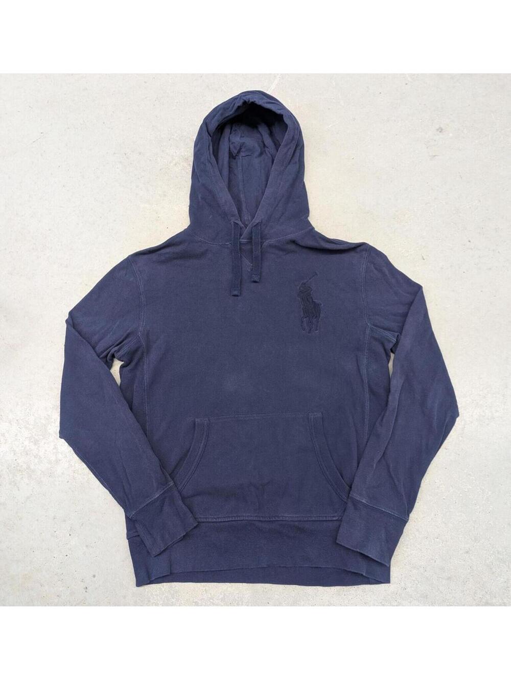 Vintage 90s Polo Ralph Lauren Navy Blue Big Pony Hoodie